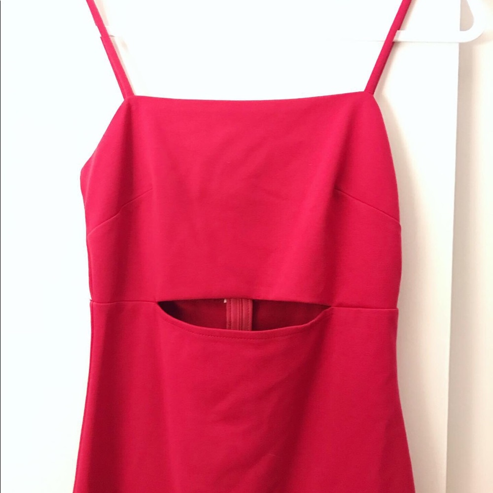 Hot pink midi bodycon cutout dress